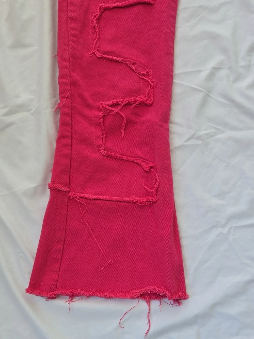 Men's Jeans Hot Pink With A Pattern On Front&Back, Fringe. Very Summery Pants. - Picture 6 of 9